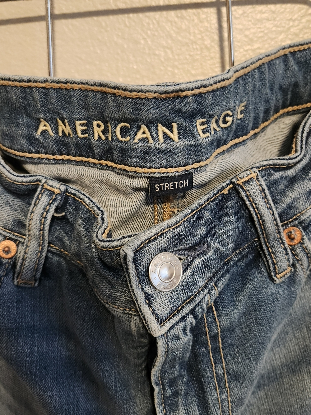 American Eagle Super High Rise Baggy Wide Leg Jeans Size 4 Blue Stretch Denim - Picture 11 of 11